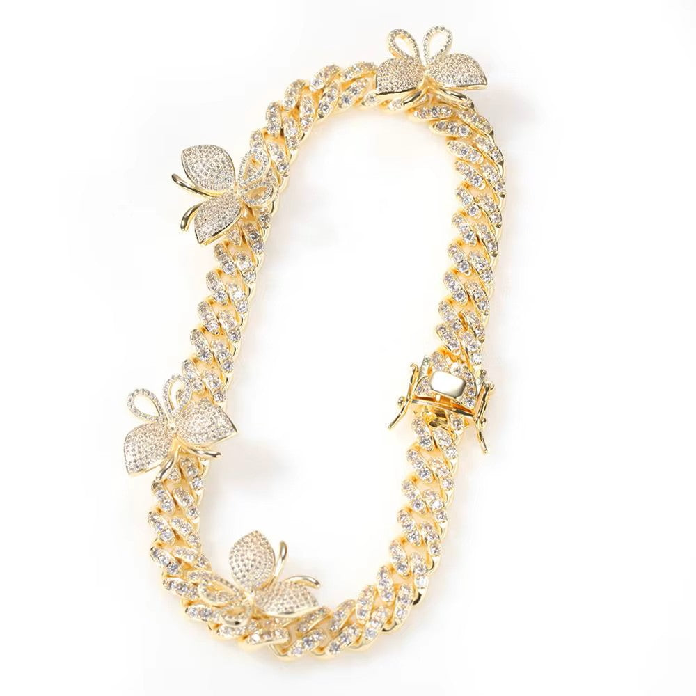 butterfly cuban link necklace