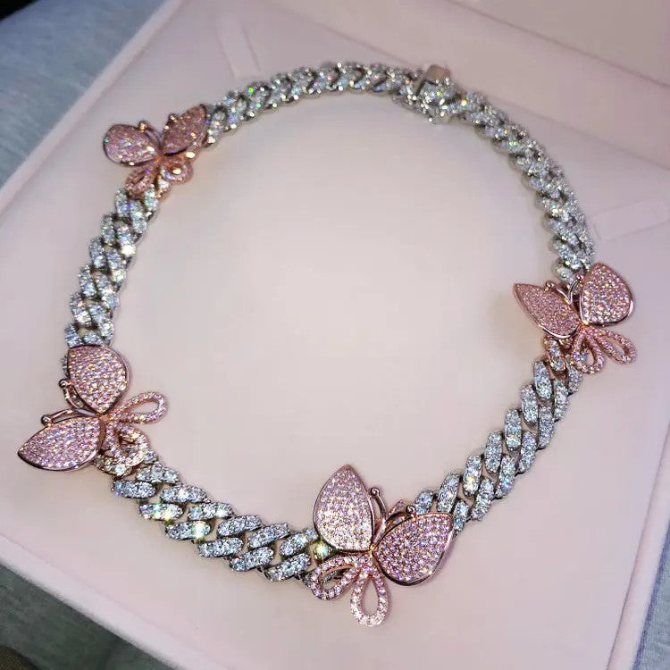 butterfly cuban link necklace