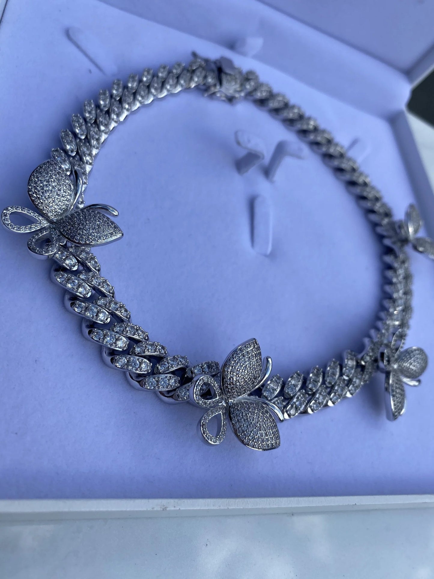 butterfly cuban link necklace