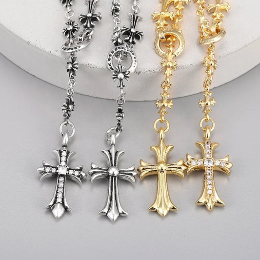 Chrome cross necklace