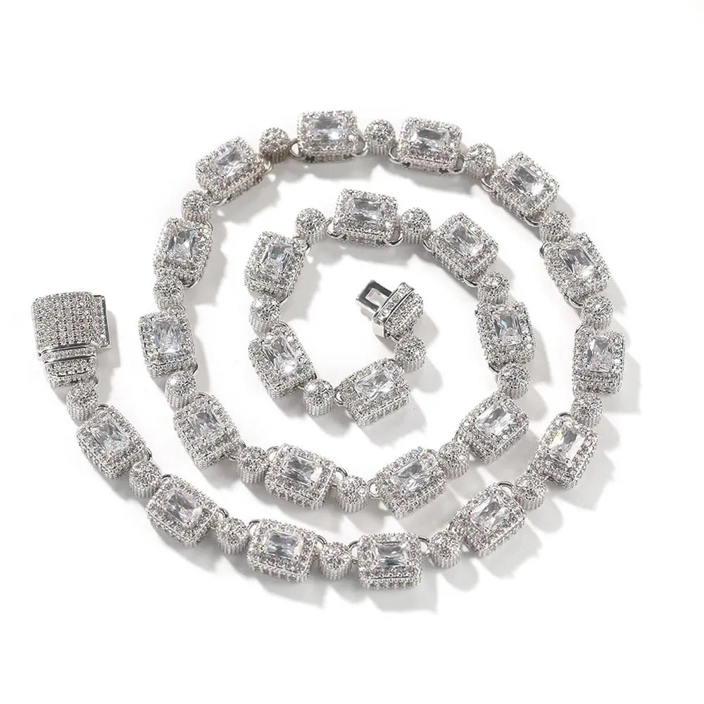 clustered diamond tennis necklace