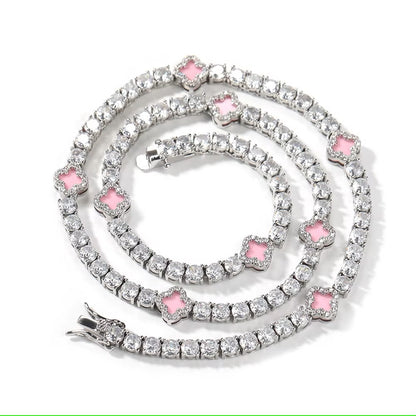 Clover Diamond Tennis Necklace | Silver