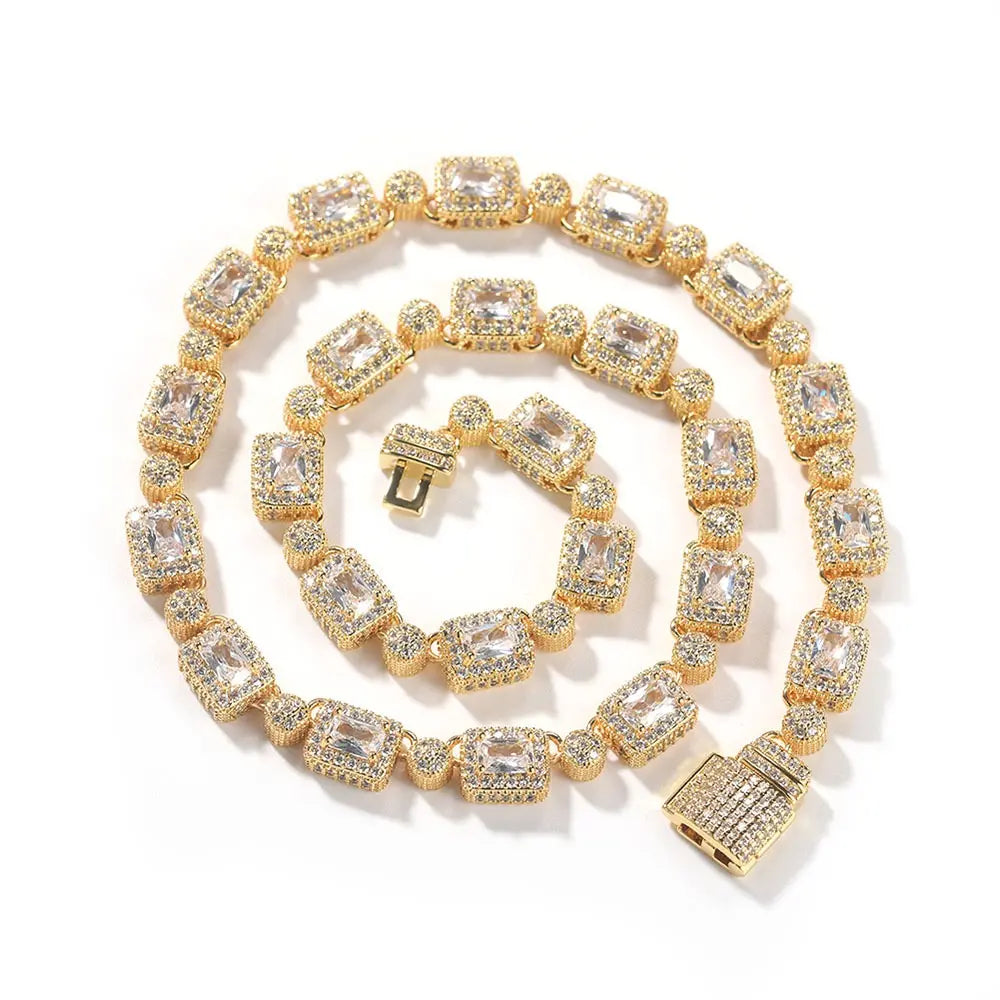clustered diamond tennis necklace